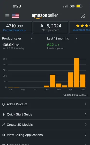 Amazon Seller Central satış paneli ekran görüntüsü, referans 18