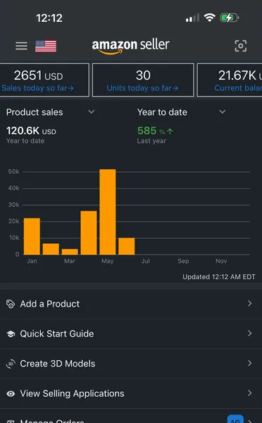 Amazon Seller Central satış paneli ekran görüntüsü, referans 19